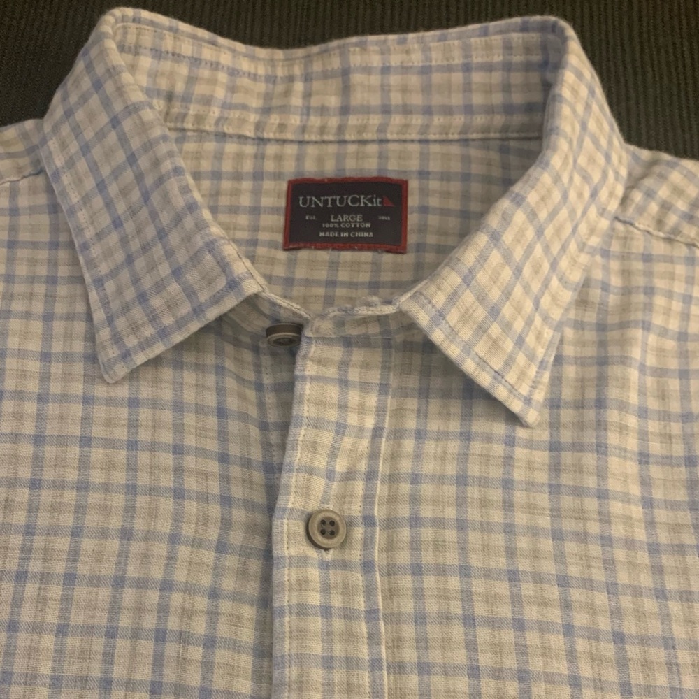 UNTUCKit Men’s Light Blue Plaid Button-Down Shirt - Picture 6 of 6